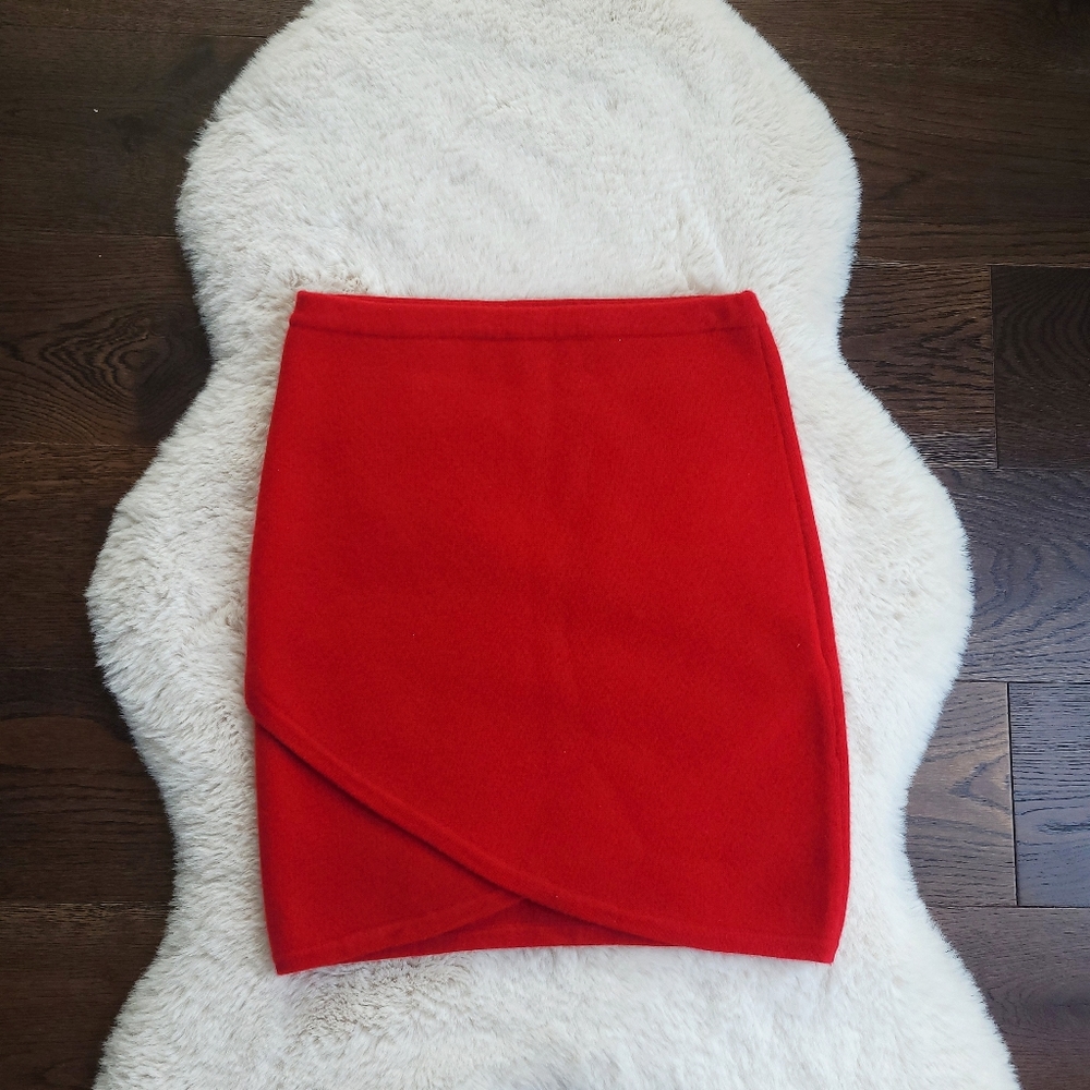 Black Goat Cashmere Super Soft Asymmetrical Tulip Hem Office Skirt